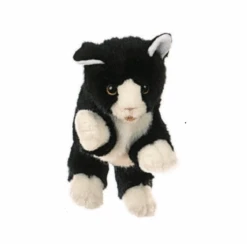 Handpop 28cm Pracht Poes Zwart-wit