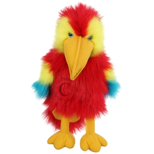 Handpop 30cm Vogel Baby Papegaai Macaw Rood/geel 1 Handpop 30cm Vogel Baby Papegaai Macaw Rood/geel